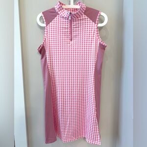 Pink and White Patterned Sleeveless Woman’s Golf Dress with Shorts
